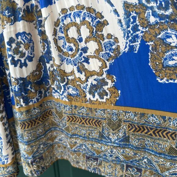 Free People Say You Love Me Mini Dress XS Boho Blue Paisley Fall Festival Flowy - Picture 5 of 8